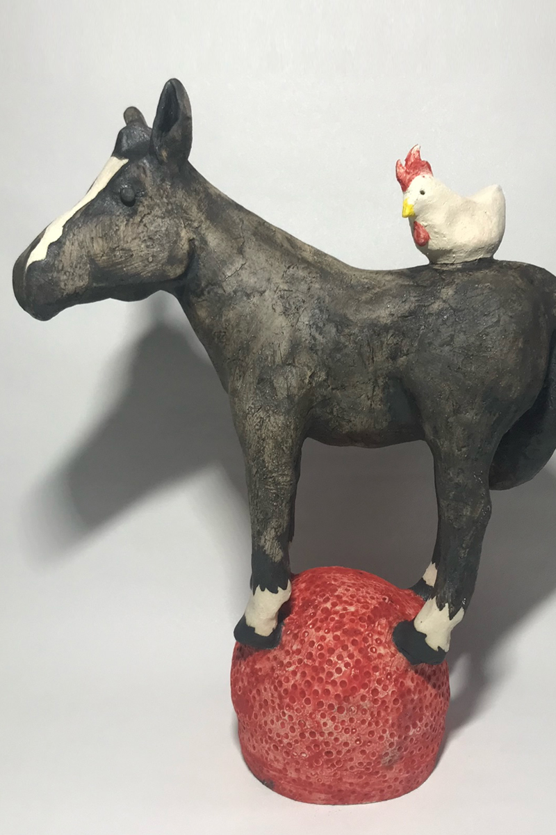 Ceramic Horse and Chicken by Ashley James